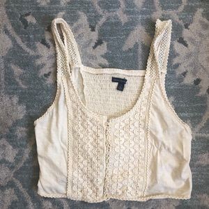 American Eagle smocked Lacey crop tank